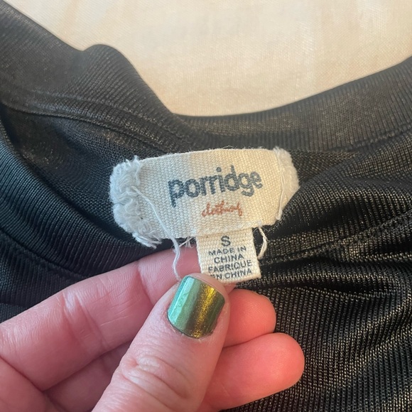 Anthropologie Porridge Black Shine Sheer Boxy Muscle Tee in Black Sz S - Picture 7 of 12